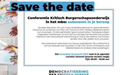 Save the date: 23 januari conferentie over kritisch burgerschapsonderwijs in Utrecht
