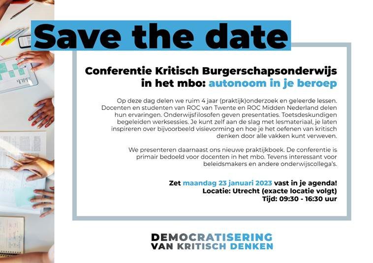 Save the date: 23 januari conferentie over kritisch burgerschapsonderwijs in Utrecht